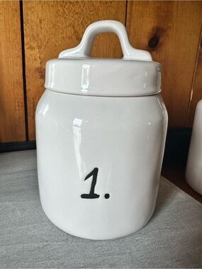 Rae Dunn White Ceramic Numbered 1 Canister